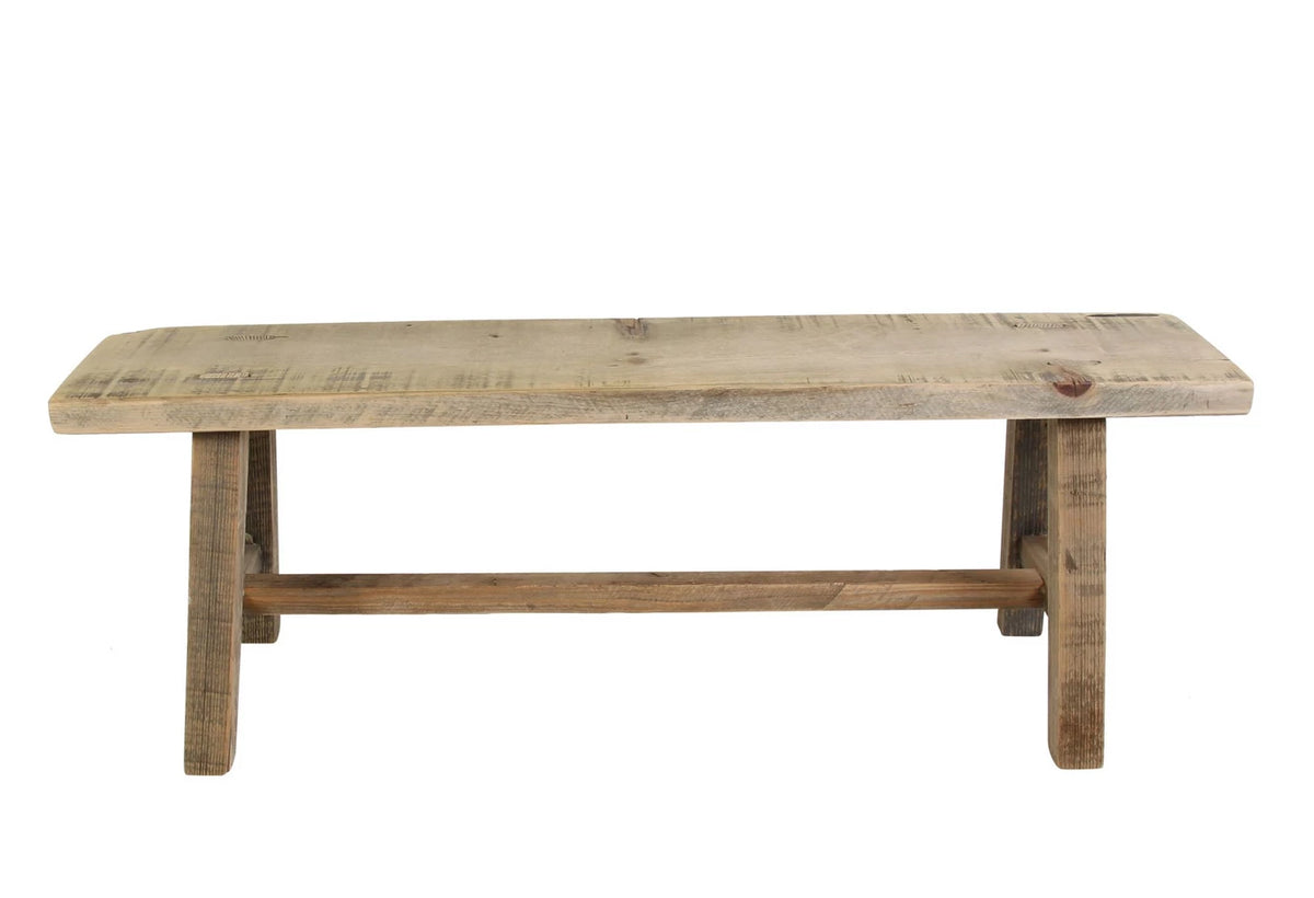 Holzbänkchen aus recyceltem Holz – Rustikale Deko-Bank 75 × 15 × 28 cm