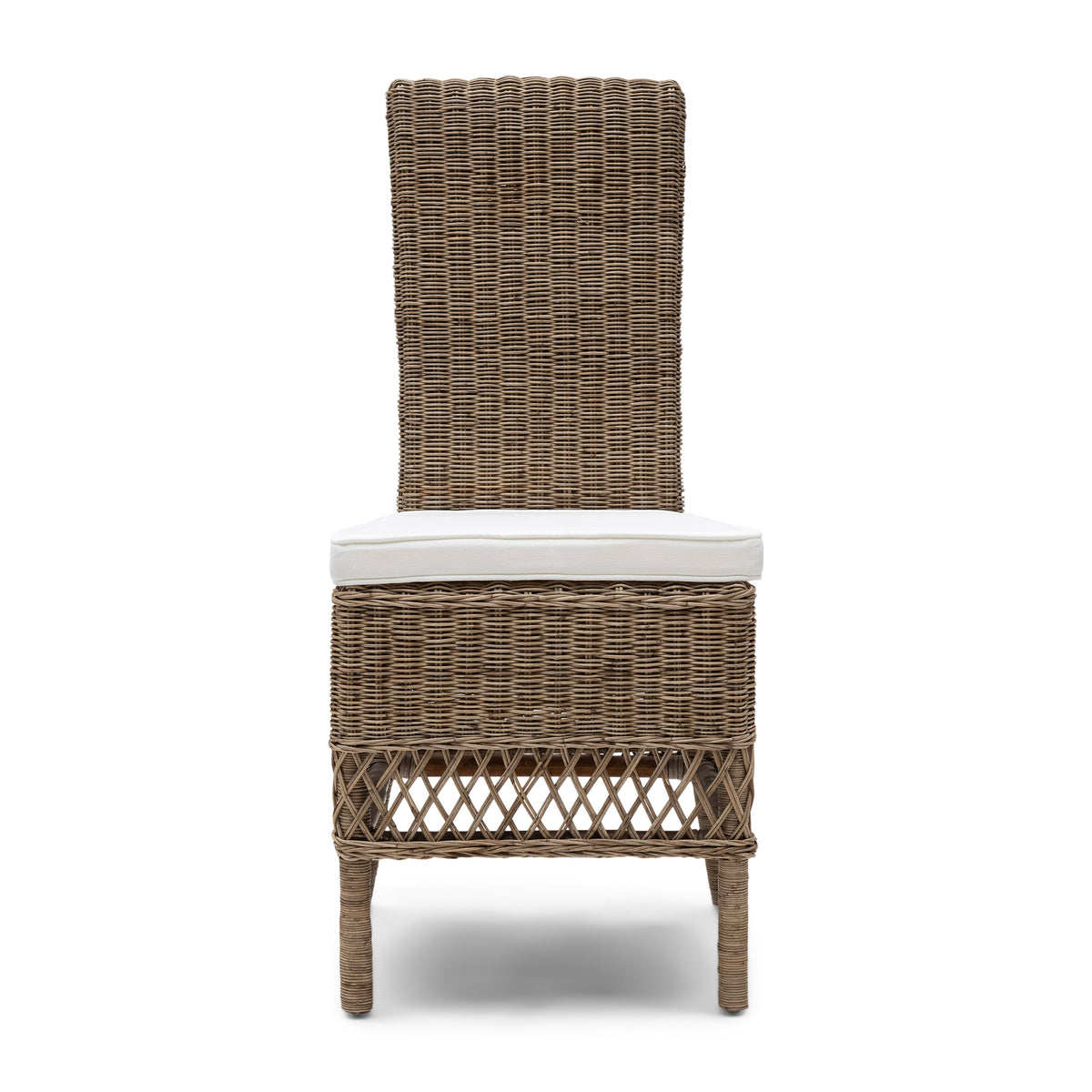 St. Malo Essstuhl – 2er Set handgewebter Rattan-Stühle mit Kissen