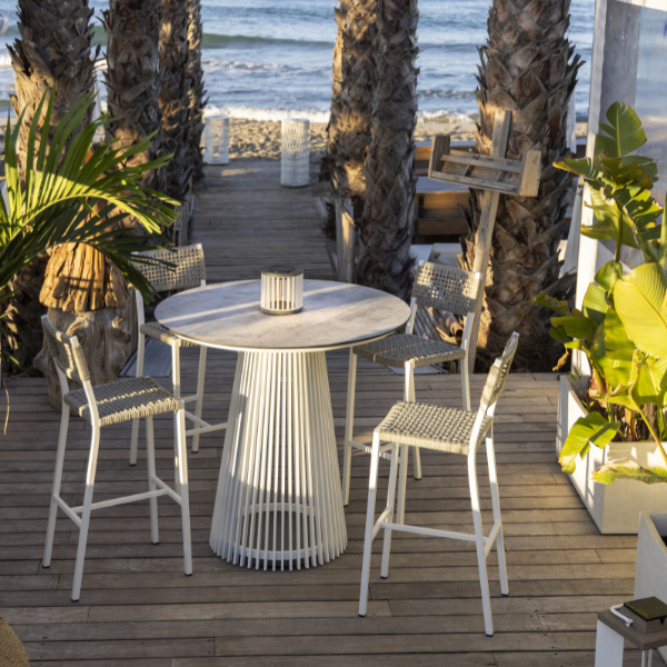 Rancho Barstuhl – Moderner Outdoor-Barstuhl aus Aluminium & Seilgeflecht