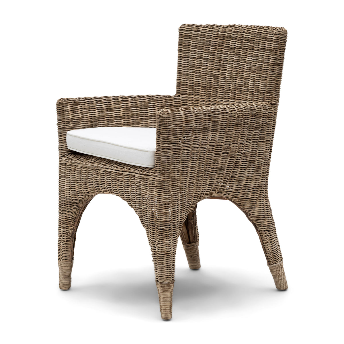 The Hamptons Essstuhl – Handgeflochtener Rattanstuhl mit Ledergriff & gepolstertem Sitz, 2er Set