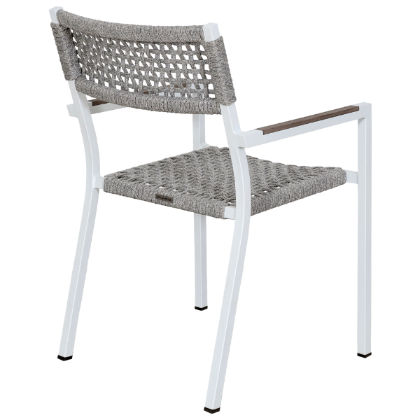 Rancho Stuhl mit Armlehnen – Stapelbarer Outdoor-Stuhl aus Aluminium & Seilgeflecht