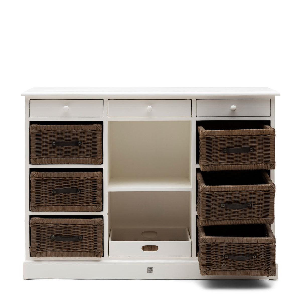 Sideboard mit Rattankörben – Handgefertigtes Sideboard aus recyceltem Hartholz & Rattan