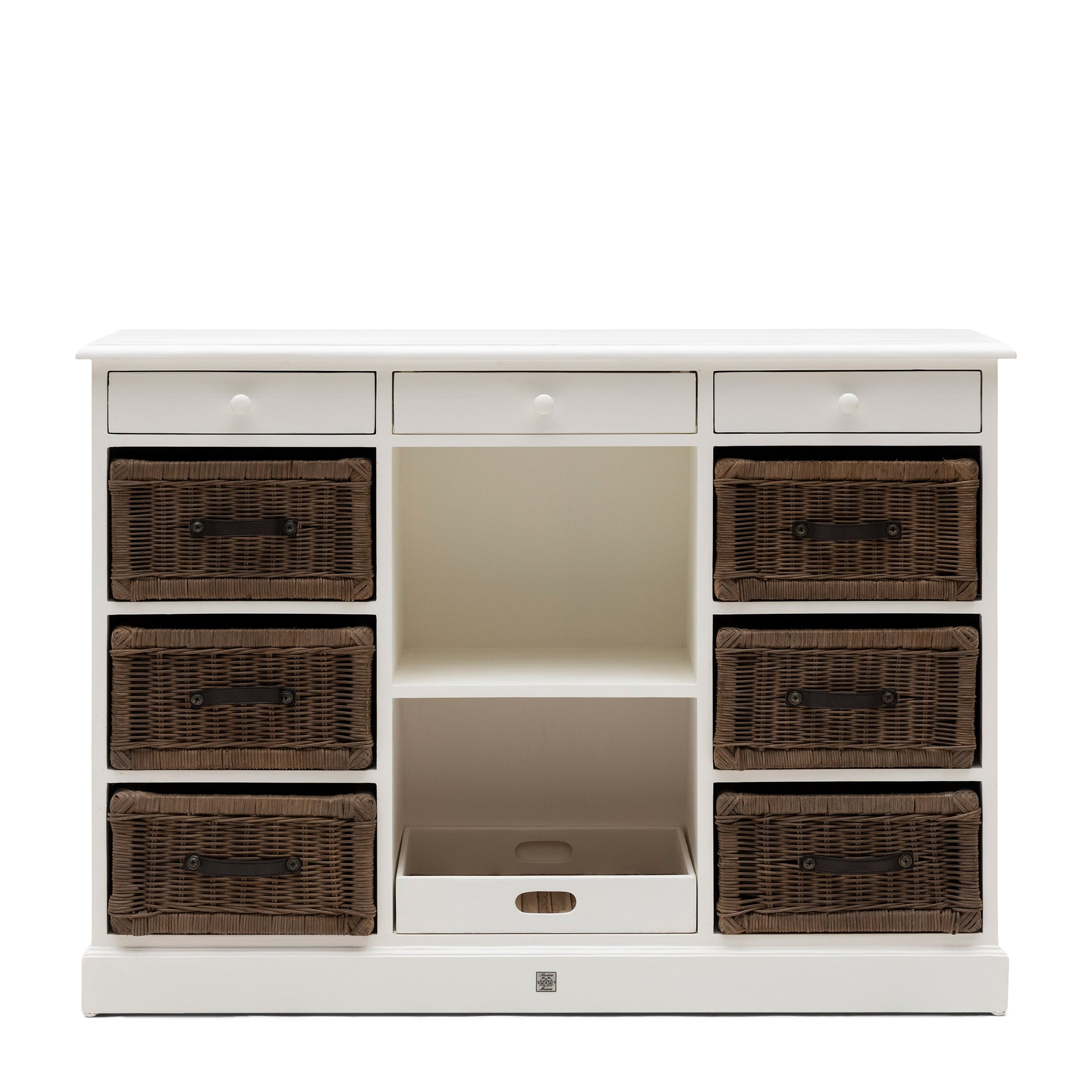 Sideboard mit Rattankörben