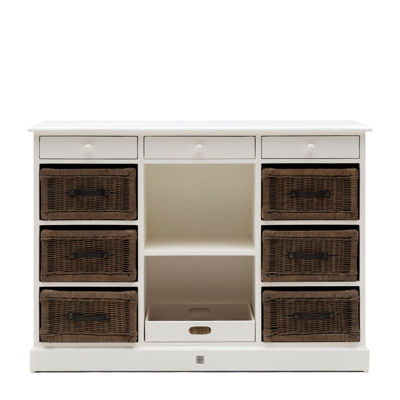 Sideboard mit Rattankörben