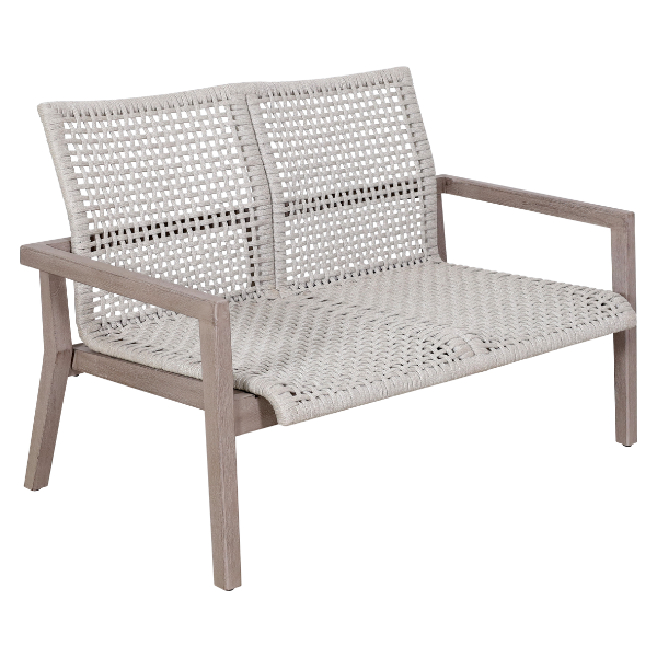 COPENHAGUE 2-Sitzer Sofa – Stapelbares Gartensofa aus Teakholz & Seilgeflecht