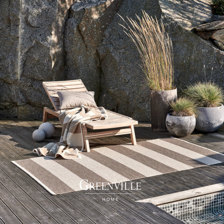 In- & Outdoor Teppich Mud Vanilla – Hochwertiger Streifenteppich für Terrasse & Balkon