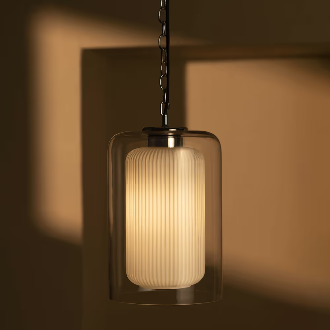 Corston Windsor hängende Medium-Deckenleuchte Opalglas - Poliertes Nickel