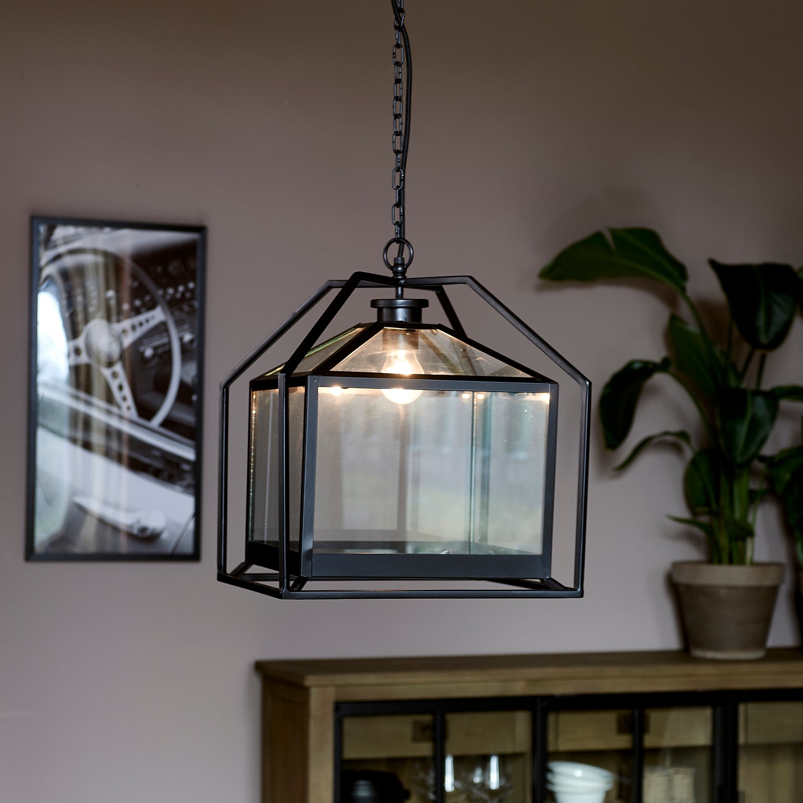 Laternen- Lampe mit Glas