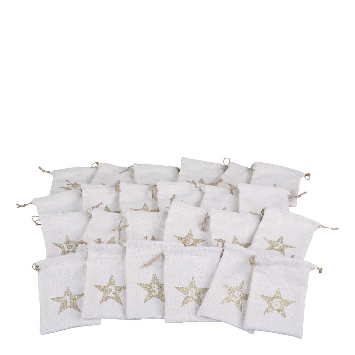Adventskalender-Säckchen mit Goldsternen