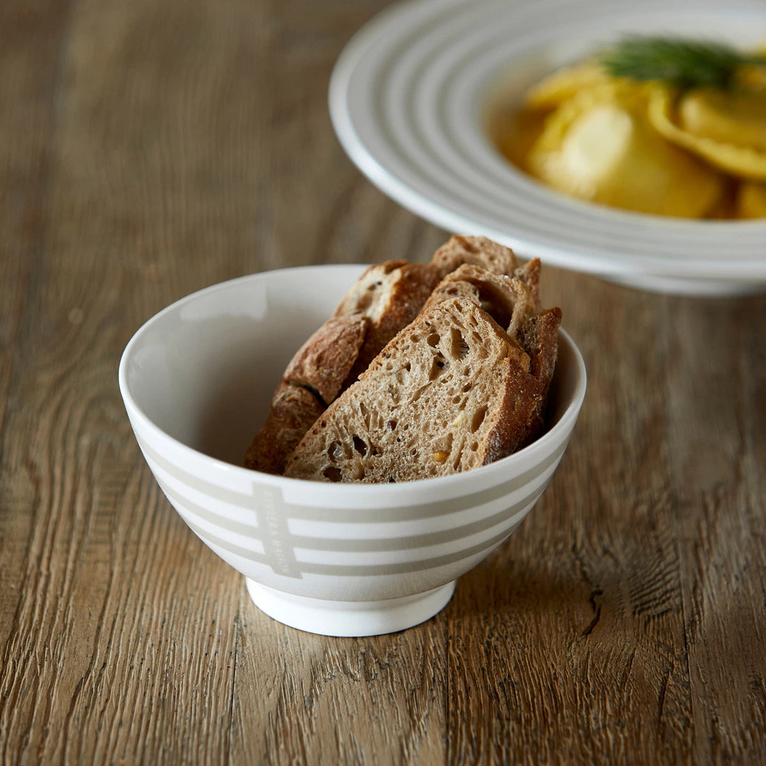 Porzellan-Bowl mit Streifen Durchmesser 14cm, 6 Stück