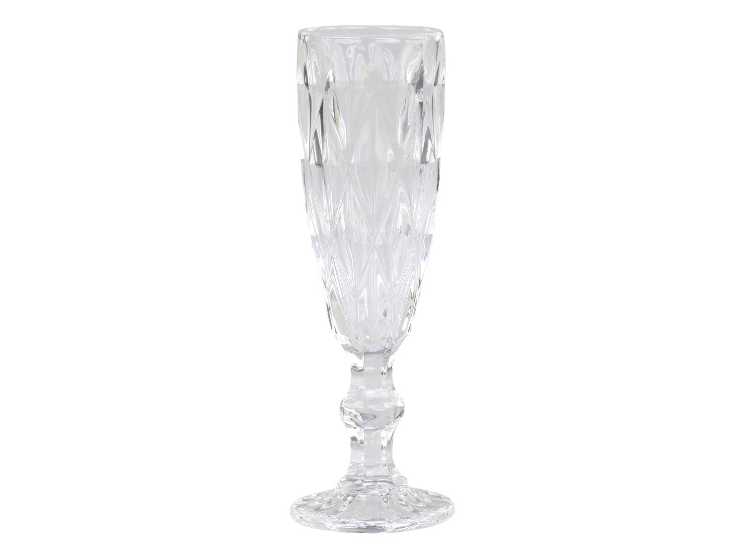 Champagnerglas mit Diamantschnitt H20/D6 cm klar, im Set 6 Stück