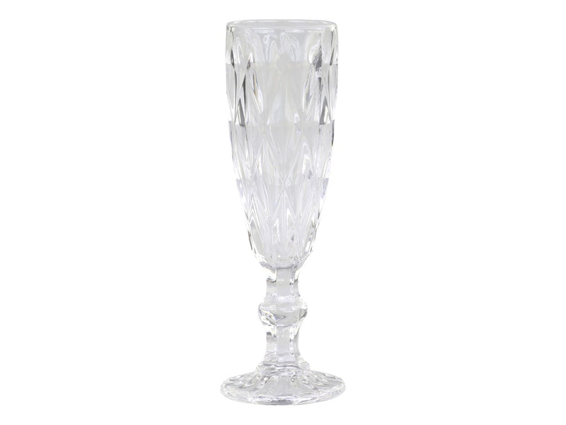 Champagnerglas mit Diamantschnitt H20/D6 cm klar, im Set 6 Stück