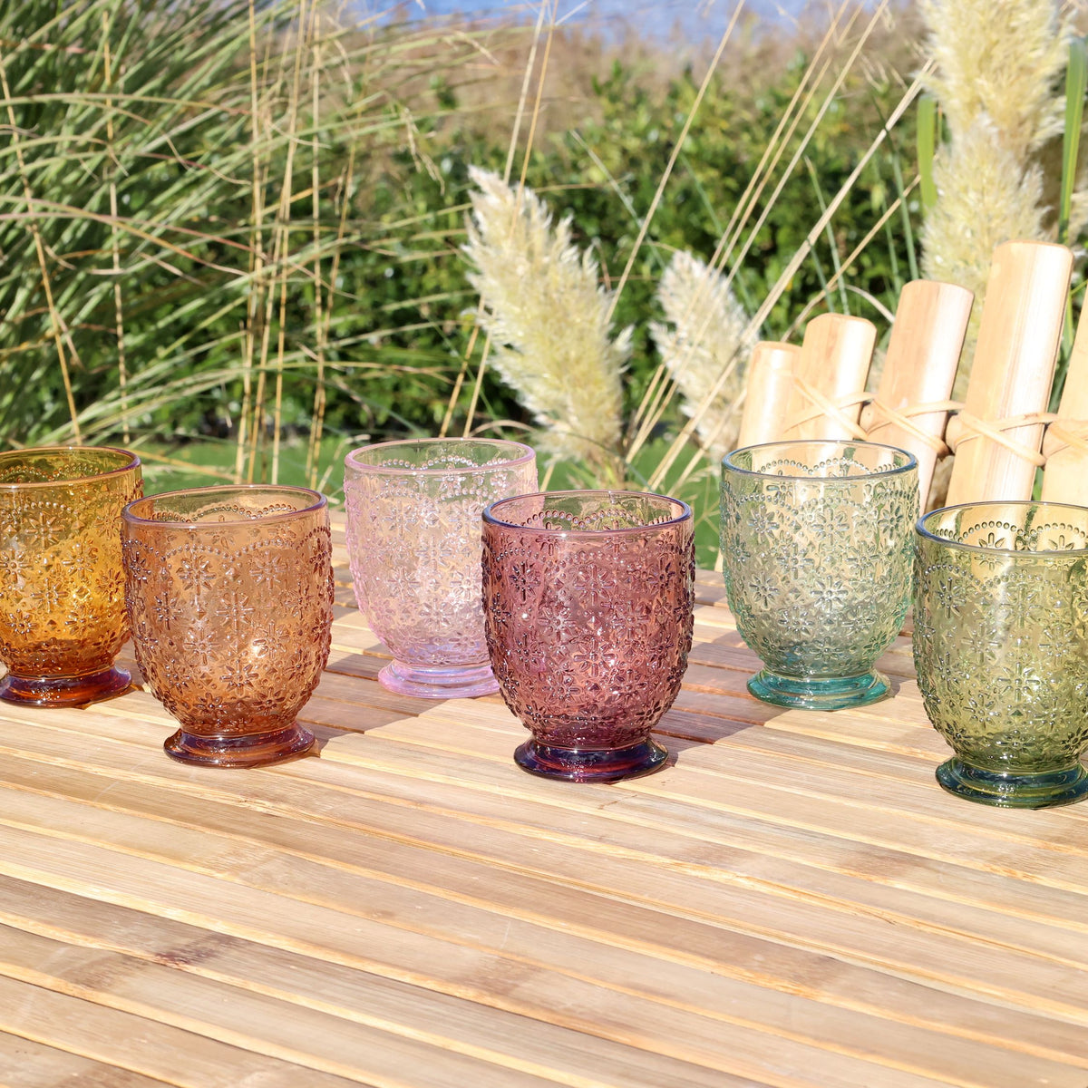 Bunte Wassergläser mit schönem Muster 6 Stück