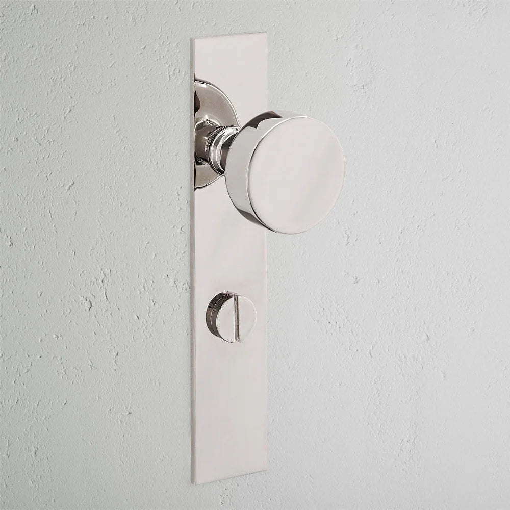 Corston Onslow Langschildgarnitur mit gefedertem Türknauf und Drehknopf – Poliertes Nickel