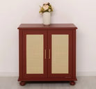 Rattan Kommode aus Massivholz – Handgefertigter Schrank mit 2 Türen aus Pinie