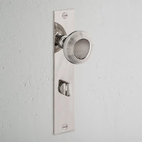 Corston Poplar Langschildgarnitur mit gefedertem Türknauf und Drehknopf – Poliertes Nickel