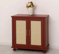 Rattan Kommode aus Massivholz – Handgefertigter Schrank mit 2 Türen aus Pinie