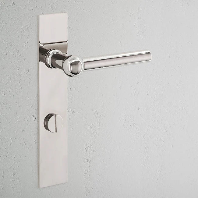 Corston Harper Langschildgarnitur mit gefedertem Türgriff und Drehknopf – Poliertes Nickel