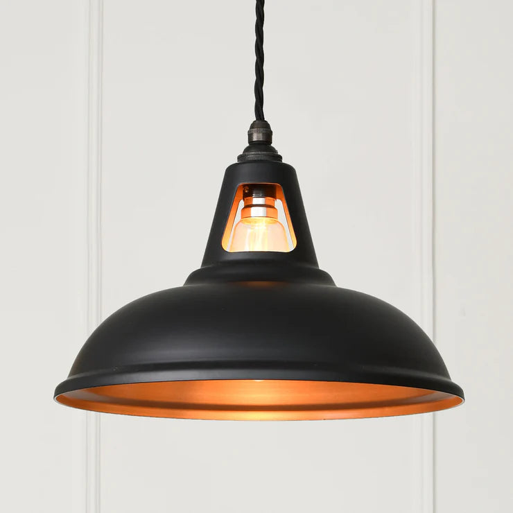 Fusion Matt Black & Copper – Pendelleuchte im Industrial Look mit warmem Kupferlicht