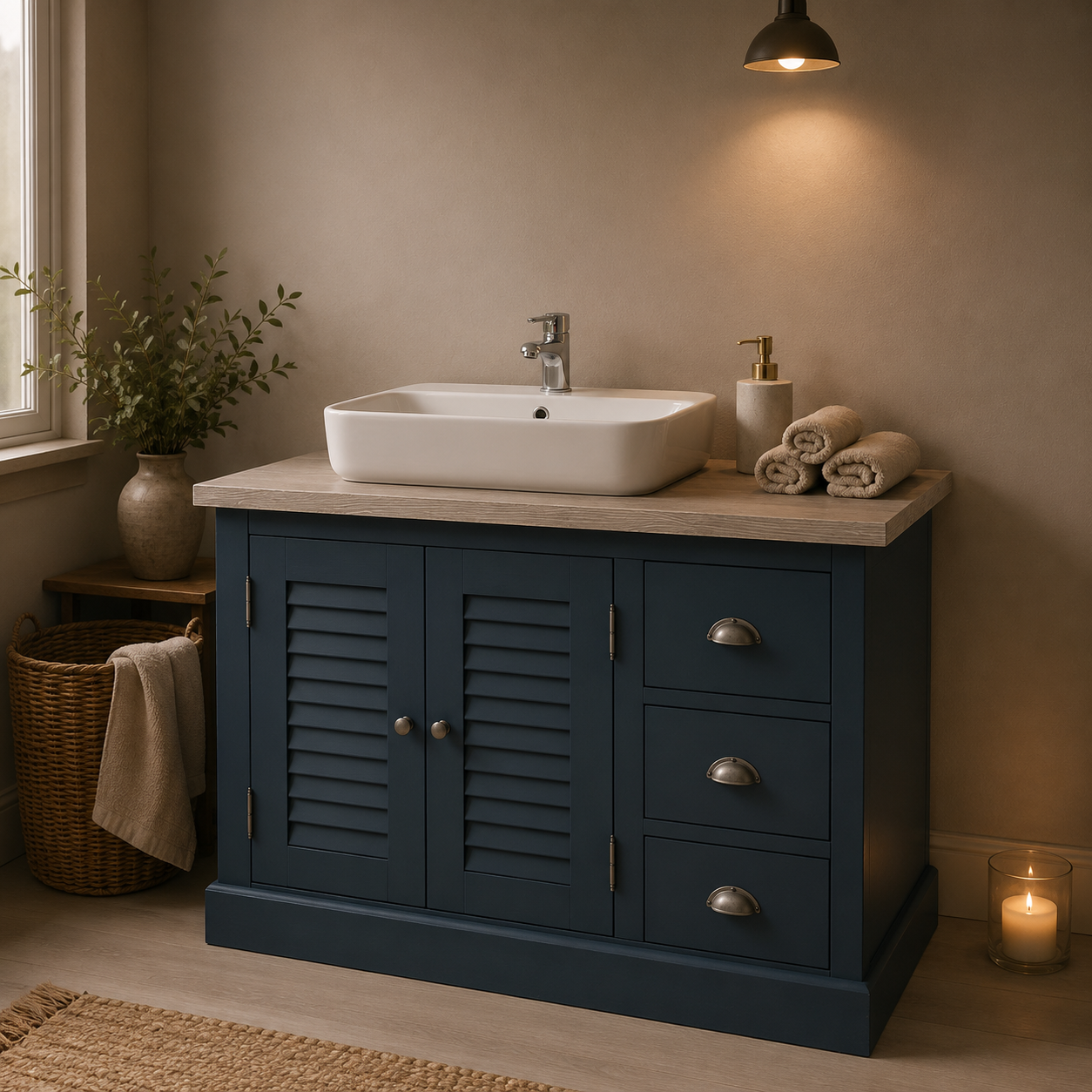 Waschbeckenunterschrank Provence aus Massivholz – Landhaus Waschtisch mit zeitlosem Charme