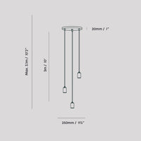 Dreifache Pendelleuchte in Graphit – schwarzer Baldachin