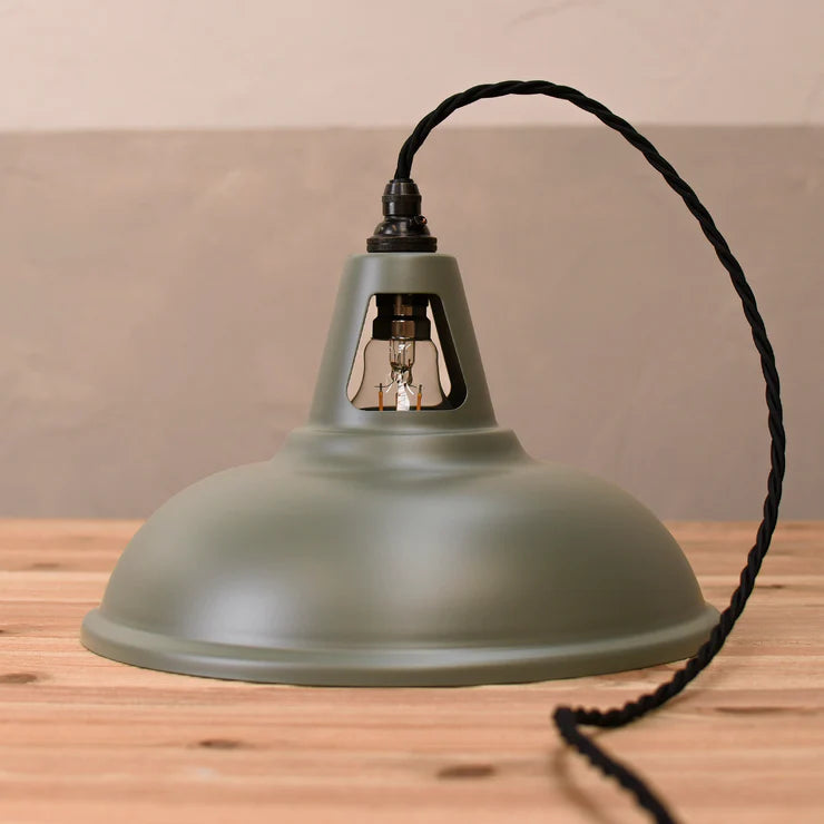 Factory Pendant - Matt Olive Grey