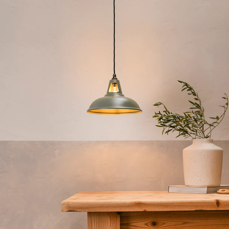 Factory Pendant - Matt Olive Grey