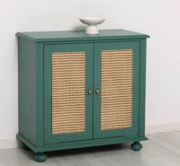 Rattan Kommode aus Massivholz – Handgefertigter Schrank mit 2 Türen aus Pinie