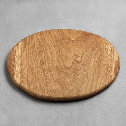 Servierplatte Eiche – runde Holzplatte aus Natureiche, 35 cm Durchmesser