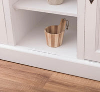 Waschbeckenschrank aus Massivholz mit Spiegel – 2-teiliges Badmöbel-Set