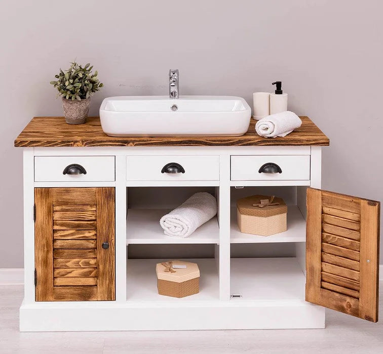 Waschbeckenunterschrank aus Massivholz – Moderner Waschtisch mit natürlicher Eleganz