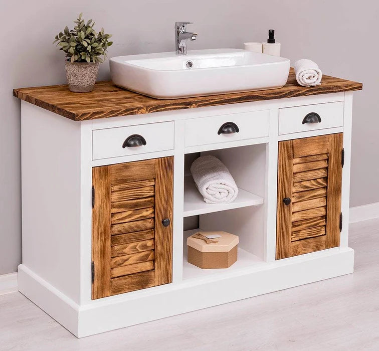 Waschbeckenunterschrank aus Massivholz – Moderner Waschtisch mit natürlicher Eleganz