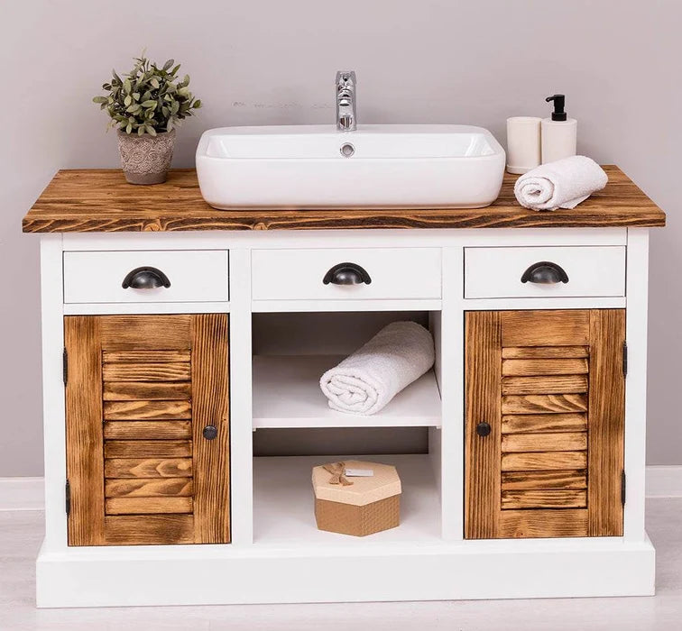 Waschbeckenunterschrank aus Massivholz – Moderner Waschtisch mit natürlicher Eleganz