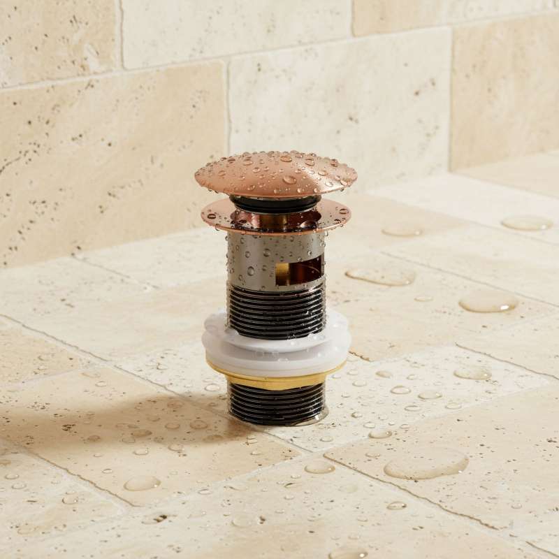 PaulGurkes Kupfer Pop-Up Excenter Rote Bronze Ablaufgarnitur mit Überlauf