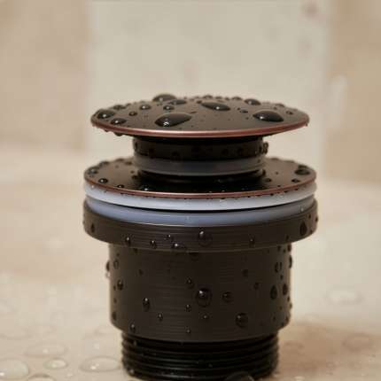 PaulGurkes Ablaufventil Retro Schwarz – Ohne Überlauf & verschließbar für Waschbecken