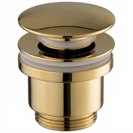 PaulGurkes Gold-farbene Ablaufgarnitur ohne Überlauf (verschließbar) – Excenter-Ventil für Waschbecken