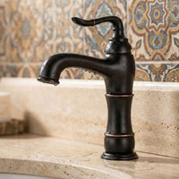 PaulGurkes Retro Waschtischarmatur Schwarz – Messingarmatur mit Kupferelementen