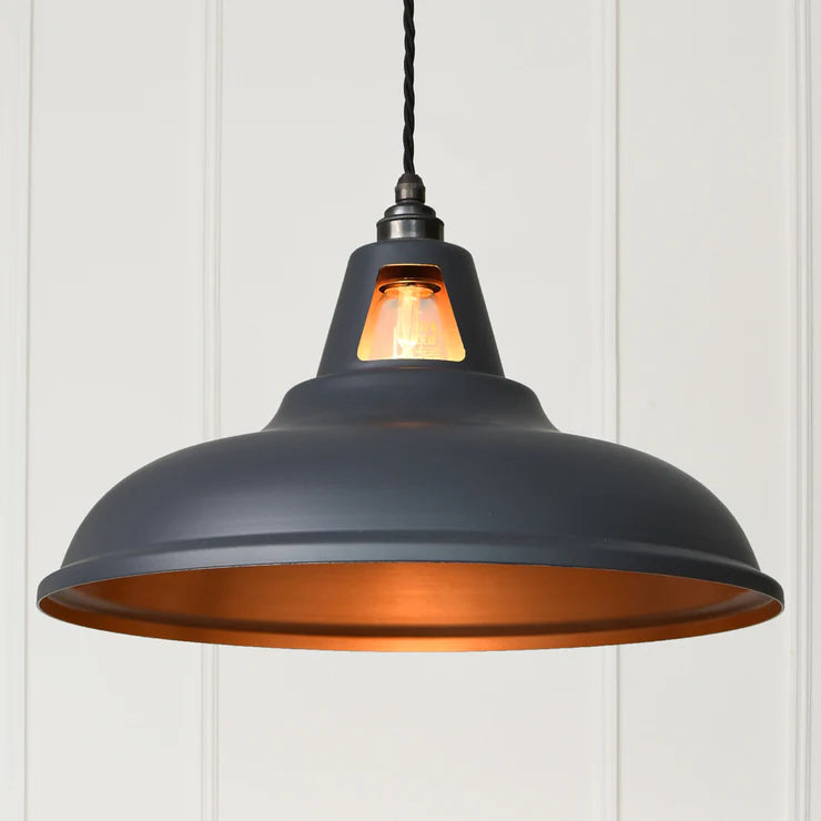 Supersized Fusion Matt Dark Grey & Copper – Große Pendelleuchte im Industrial Design