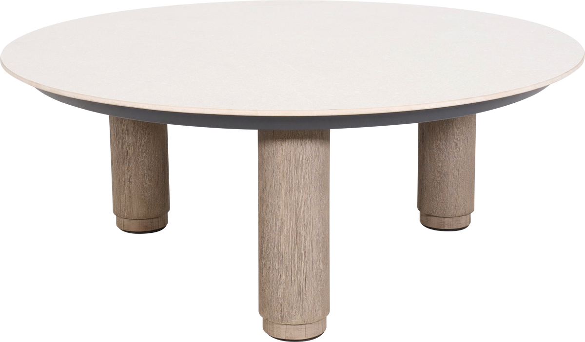 CHESTER Runder Gartentisch Ø 90 cm – Outdoor-Loungetisch mit Keramikplatte