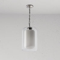 Corston Windsor hängende Medium-Deckenleuchte Opalglas - Poliertes Nickel