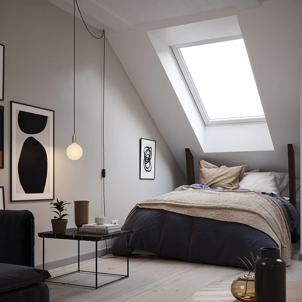 Plug-In Pendelleuchte in Graphit – Flexible Hängeleuchte mit Dimmer, Wandknoten und extralangem Kabel
