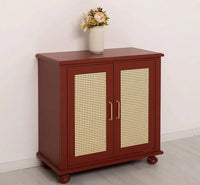 Rattan Kommode aus Massivholz – Handgefertigter Schrank mit 2 Türen aus Pinie