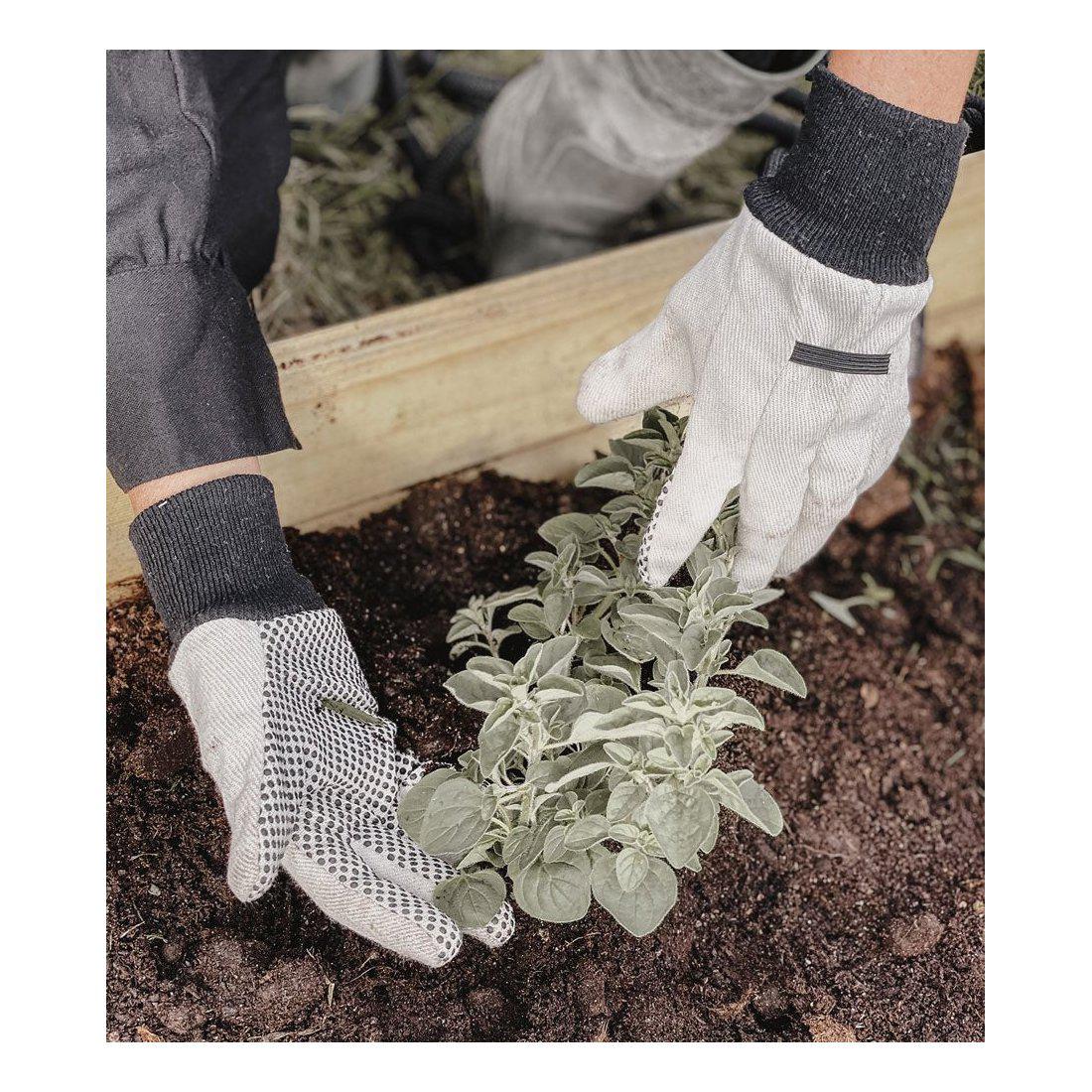 Gartenhandschuhe aus Baumwolle in drei verschiedenen Größen, waschbar