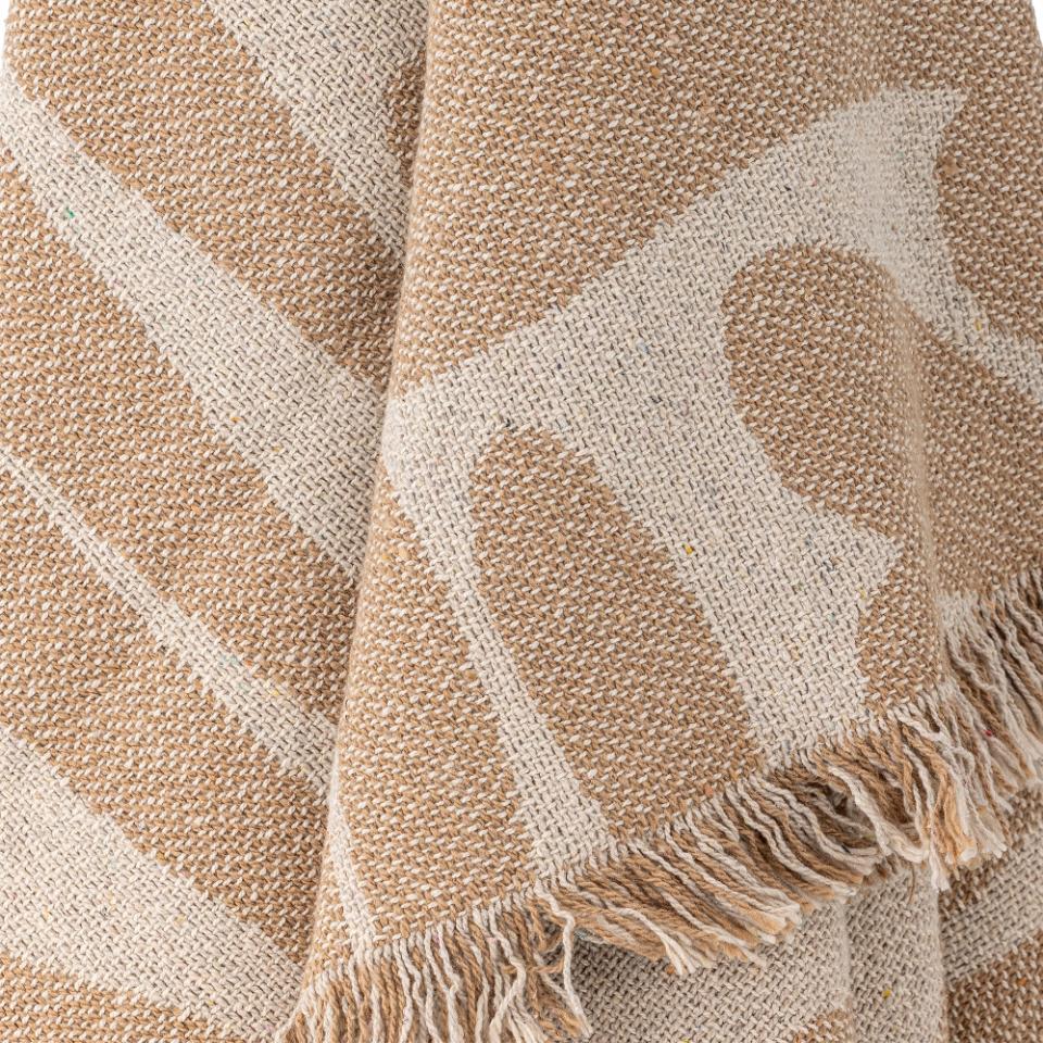 Decke braun/beige mit Fransen