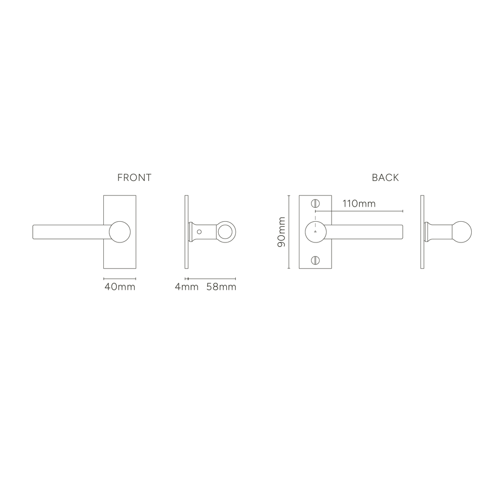 Corston Harper gefederter Türgriff mit Kurzschild – Antikes Messing
