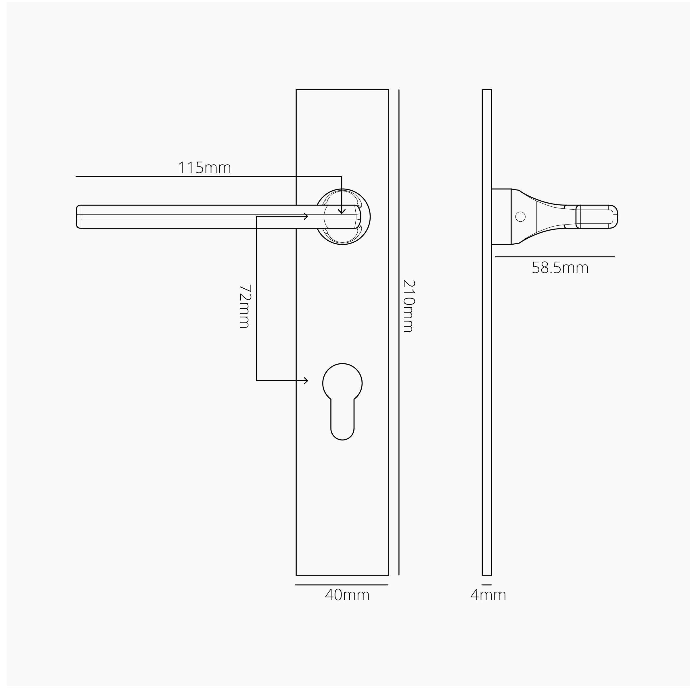 Corston Clayton ungefederter Türgriff – Bronze 