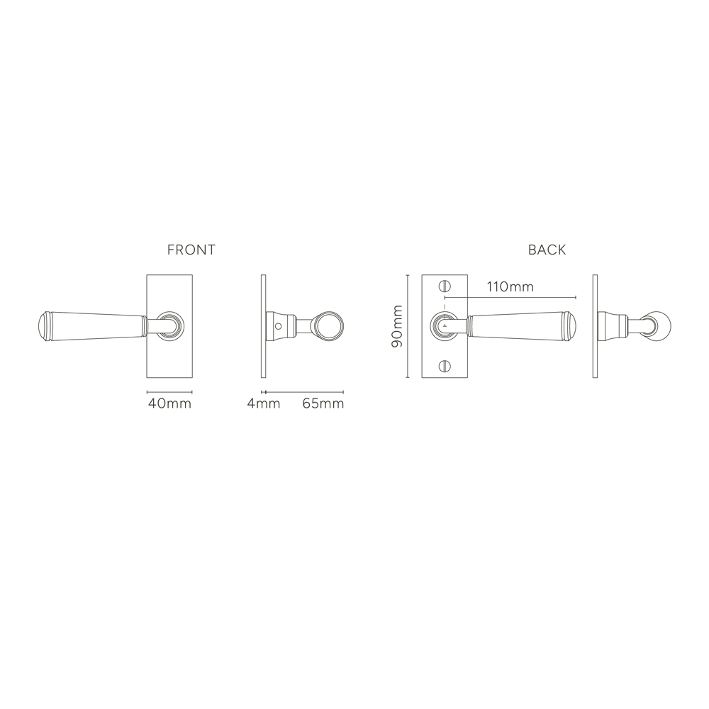 Corston Digby gefederter Türgriff mit Kurzschild – Antikes Messing