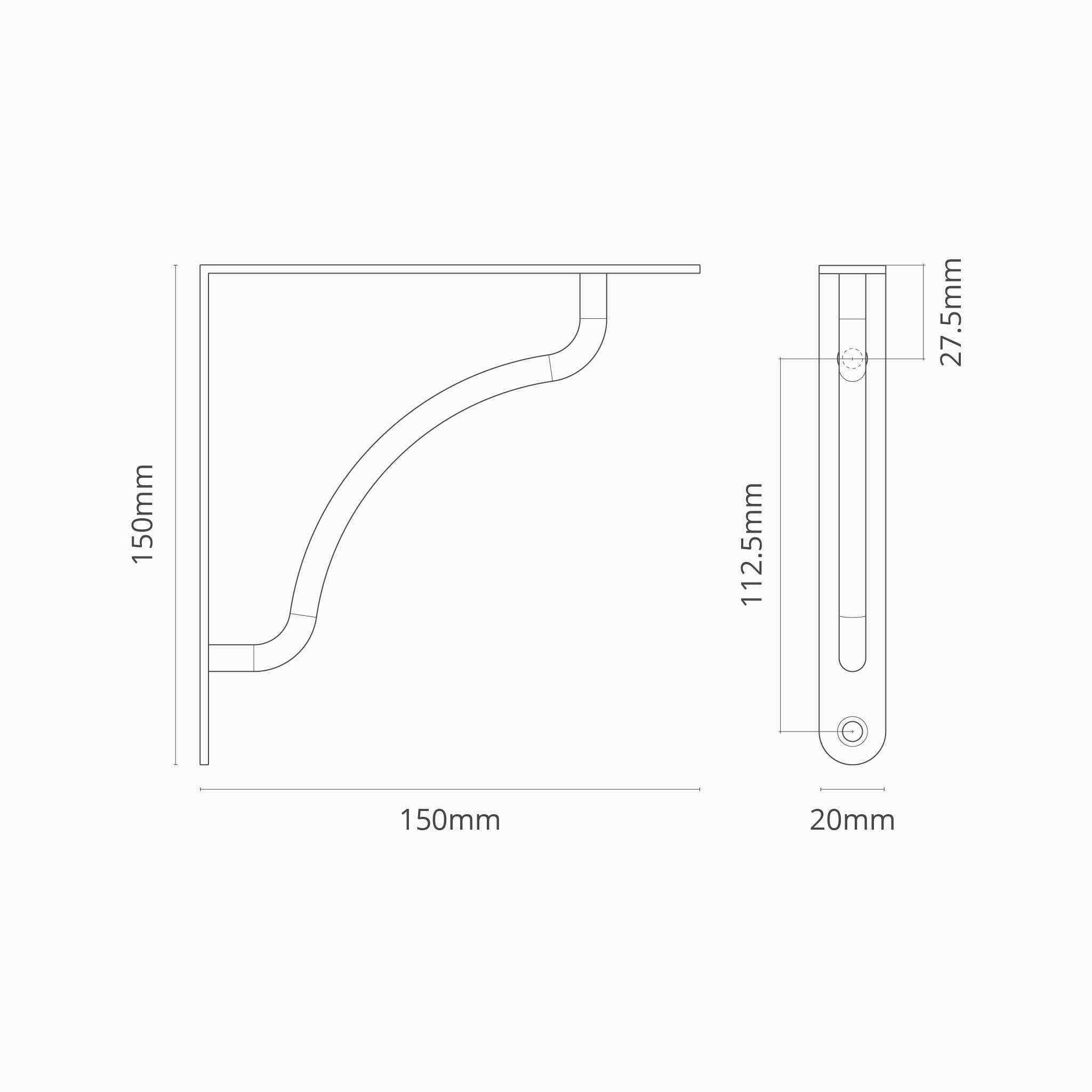 Corston-Kilburn Regalhalterung (150 mm) – Poliertes Nickel