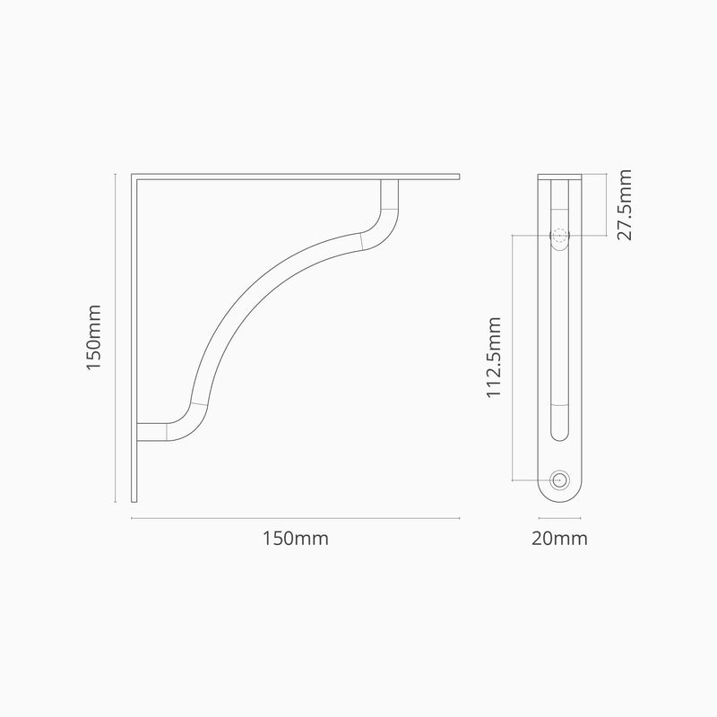 Corston-Kilburn Regalhalterung (150 mm) – Antikes Messing