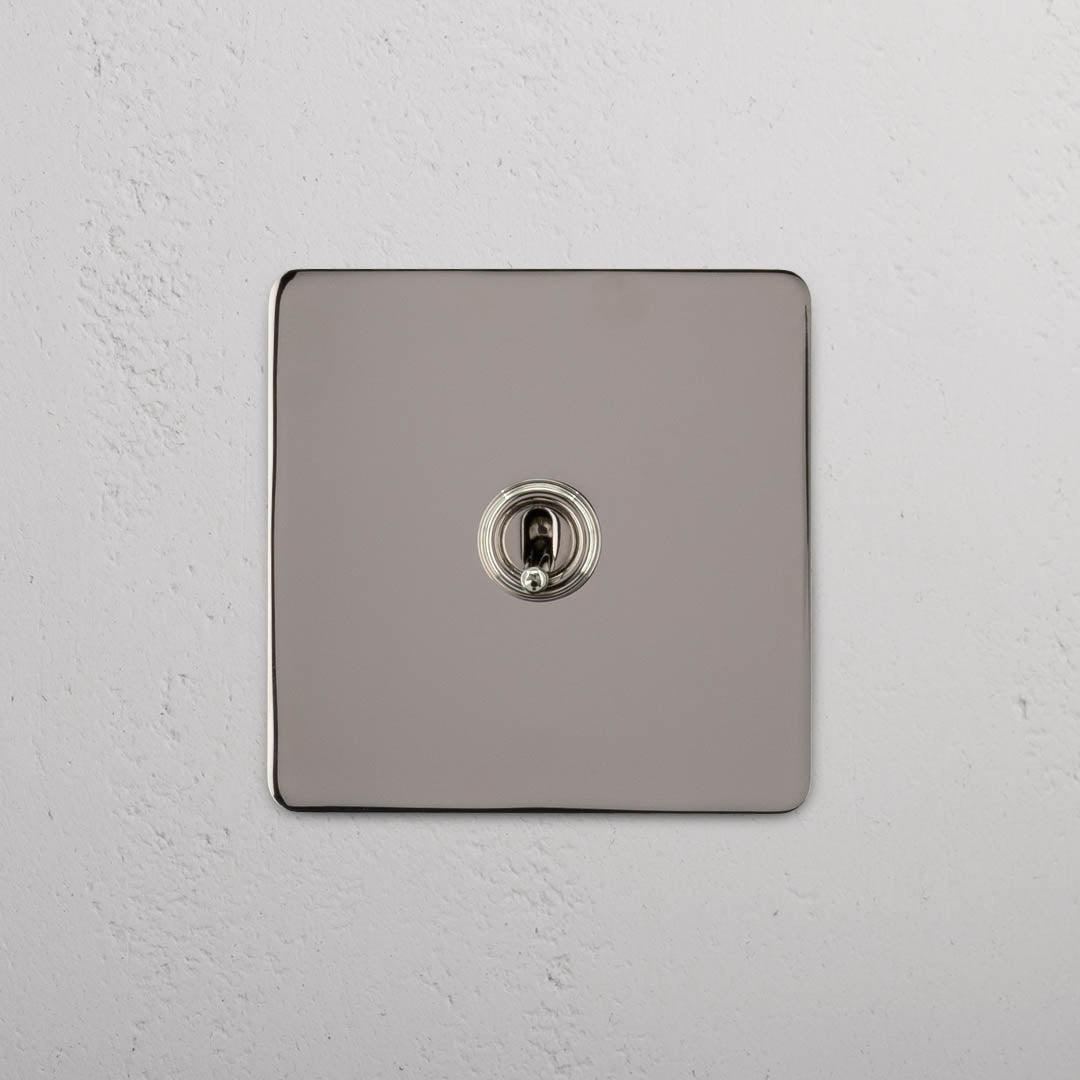 Corston-Kipphebelschalter 1x in Einfachrahmen – Poliertes Nickel